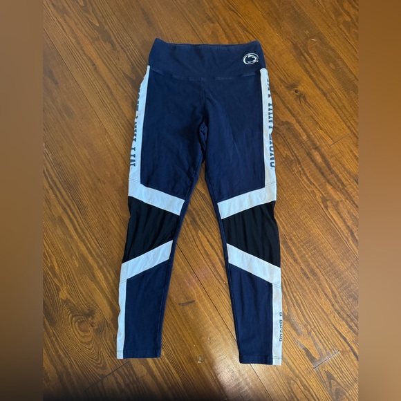 EUC PSU Penn State Nittany Lions PINK Victoria's Secret Navy and Gray Leggings - Picture 1 of 5